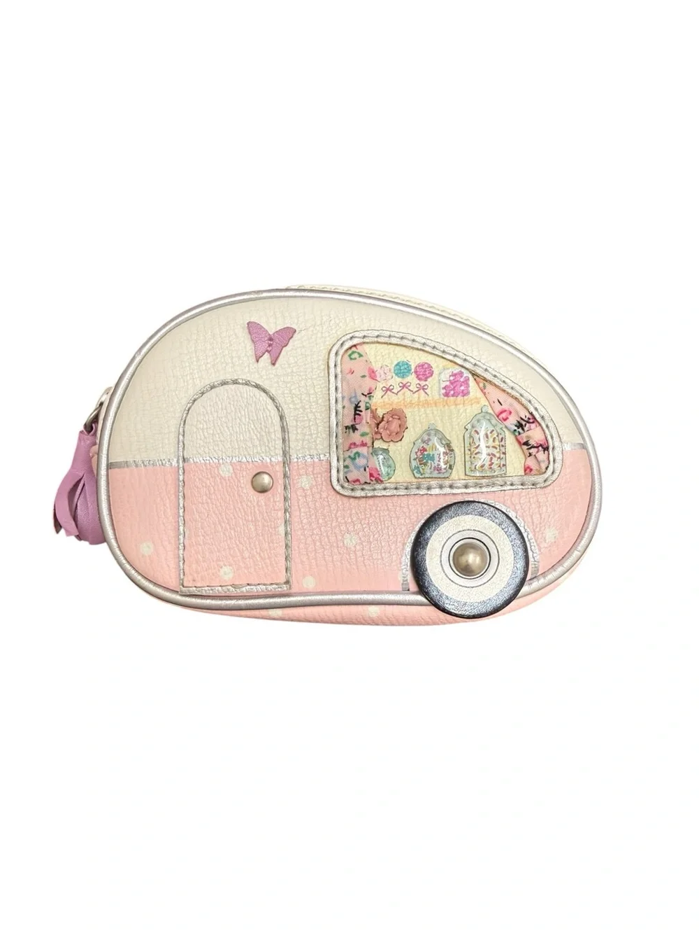 Vendula London Pink and Silver Caravan Camper Coin Purse